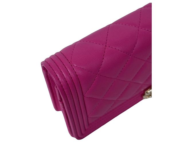 Chanel Le Boy WOC Portafoglio con Catena Nappa Rosa - vista 9