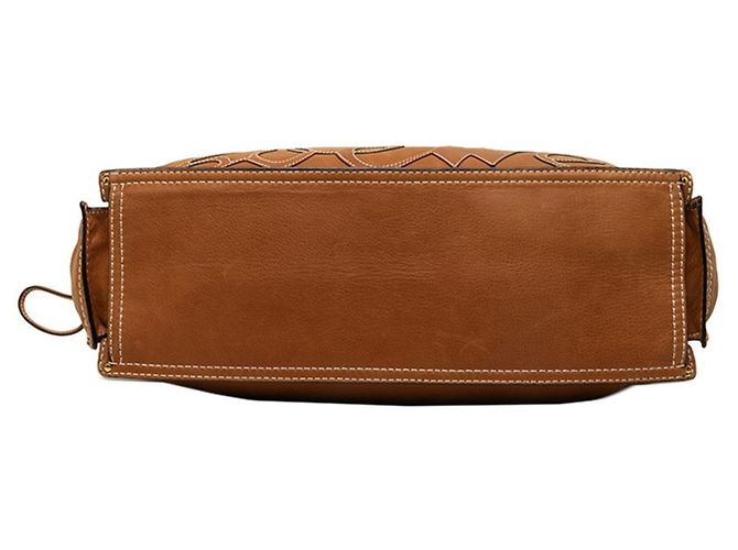 Borsa shopper Loewe in pelle marrone con logo e catena - vista 3