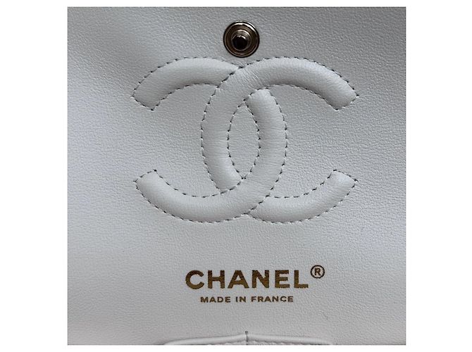 Borsa Chanel Classic Double Flap Small Caviar Bianco - vista 13