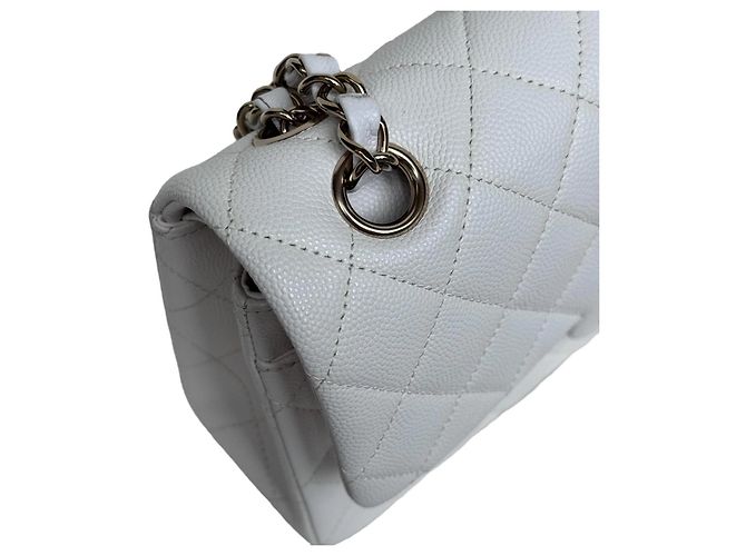 Borsa Chanel Classic Double Flap Small Caviar Bianco - vista 2