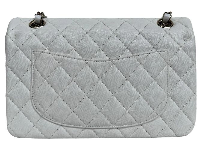 Borsa Chanel Classic Double Flap Small Caviar Bianco - vista 5