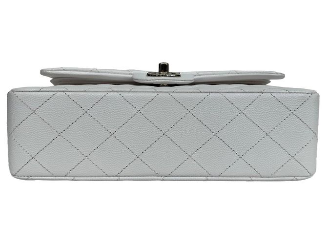 Borsa Chanel Classic Double Flap Small Caviar Bianco - vista 7