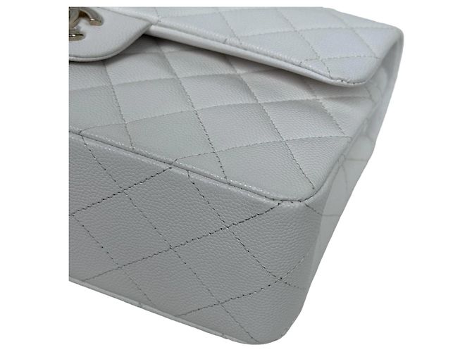 Borsa Chanel Classic Double Flap Small Caviar Bianco - vista 8