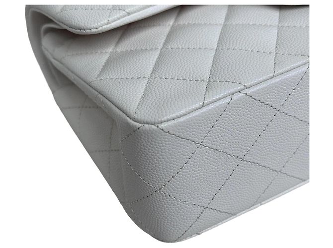 Borsa Chanel Classic Double Flap Small Caviar Bianco - vista 9