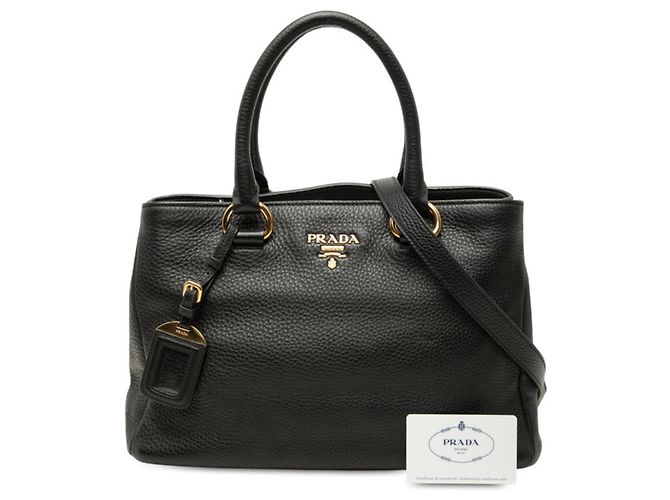 Borsa a mano e a tracolla Prada in pelle nera - vista 6