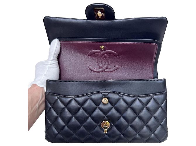 Chanel Classic Double Flap Medium Schwarz Lammleder - Ansicht 10