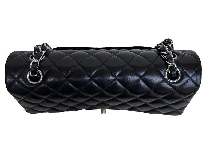Chanel Classic Double Flap Medium Pelle Agnello Nero Argento - vista 2