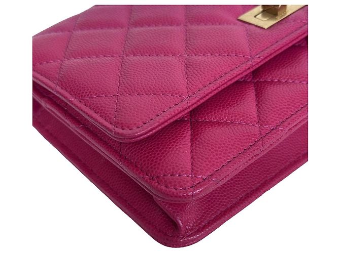 Chanel Wallet on Chain WOC Rosa Raspberry Caviar Goldfarbene Details - Ansicht 15