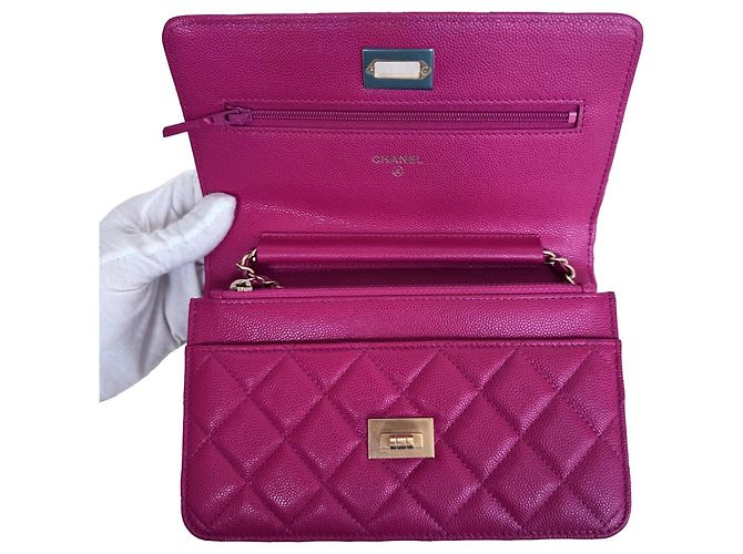 Chanel Wallet on Chain WOC Rosa Raspberry Caviar Goldfarbene Details - Ansicht 7