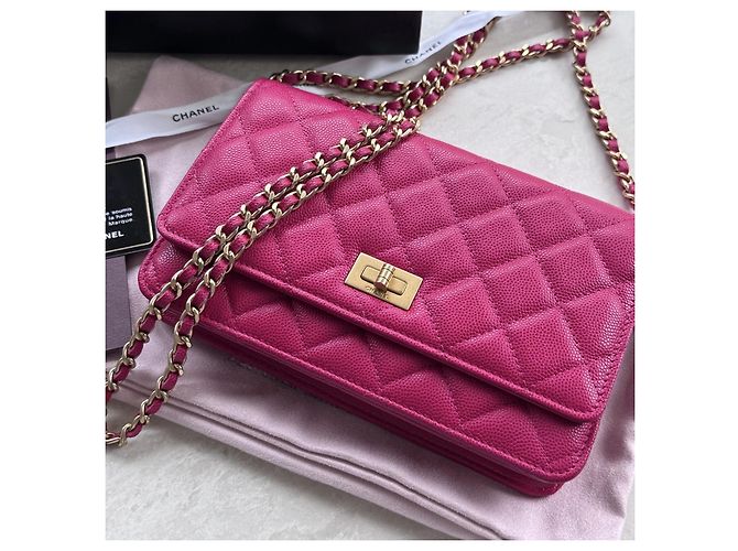 Chanel Wallet on Chain WOC Rosa Raspberry Caviar Goldfarbene Details - Ansicht 8