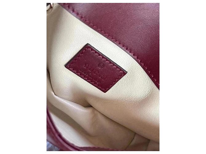 Gucci GG Marmont Mini Borsa a Tracolla Pelle Bordeaux - vista 12