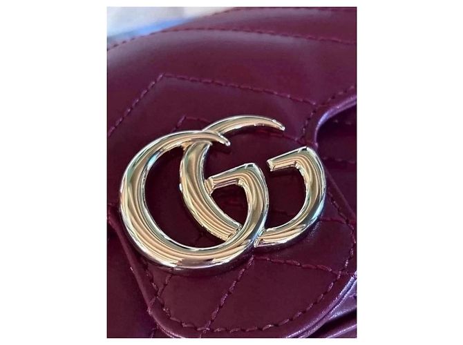 Gucci GG Marmont Mini Borsa a Tracolla Pelle Bordeaux - vista 13