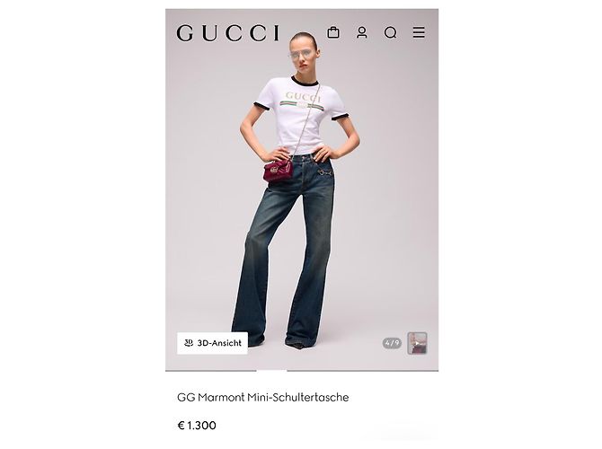 Gucci GG Marmont Mini Borsa a Tracolla Pelle Bordeaux - vista 4