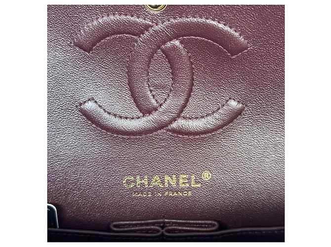 Borsa Chanel Classic Double Flap Medium Pelle d'Agnello Nera - vista 10