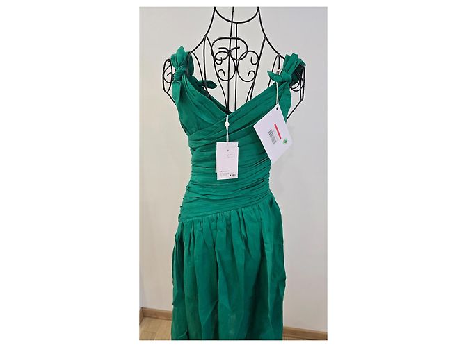 Zimmermann Tiggy Bow Midi Kleid Leinen Grün - Ansicht 3