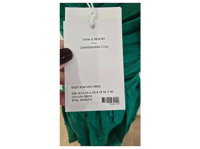 Zimmermann Tiggy Bow Midi Kleid Leinen Grün - Ansicht 4