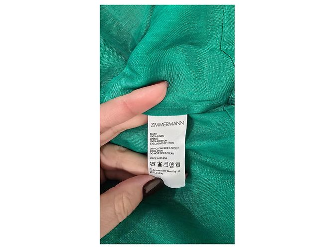 Zimmermann Tiggy Bow Midi Kleid Leinen Grün - Ansicht 6