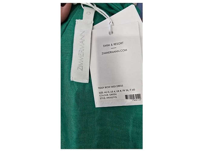 Zimmermann Tiggy Bow Midi Kleid Leinen Grün - Ansicht 7