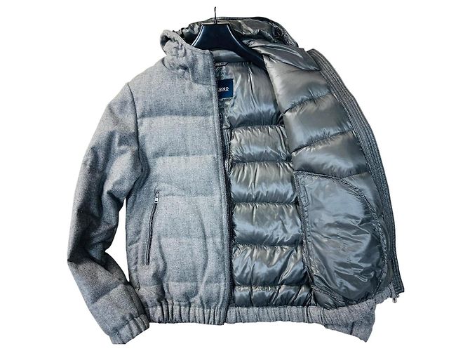 Herno Loro Piana System Giacca in lana e piuma grigio melange - vista 7