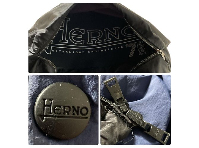 Herno Reversible Packable Hooded Down Jacket - Black/Navy - view 8