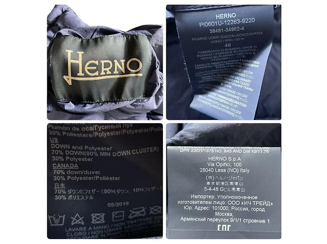 Herno Reversible Packable Hooded Down Jacket - Black/Navy - view 9