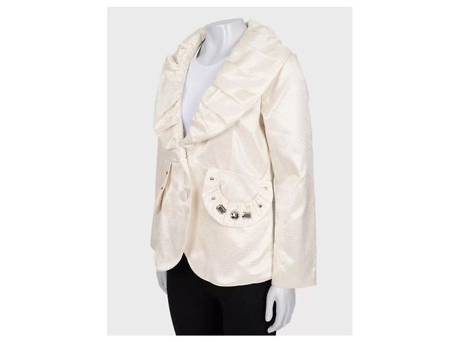 Chloé White Fitted Jacket with Voluminous Collar Sz.40 Pre-owned - view 2
