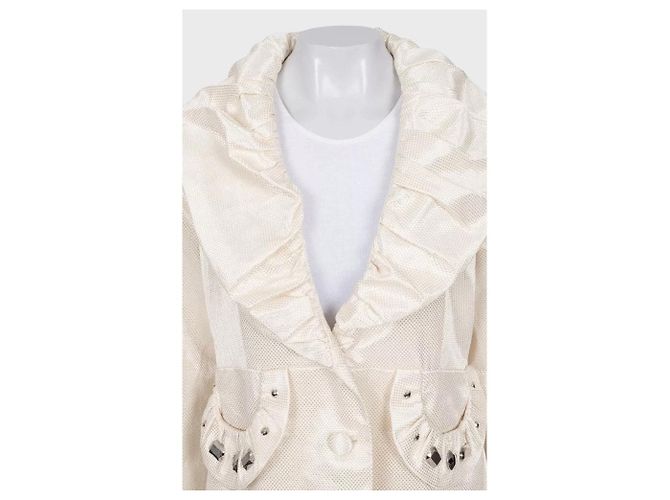 Chloé White Fitted Jacket with Voluminous Collar Sz.40 Pre-owned - view 4