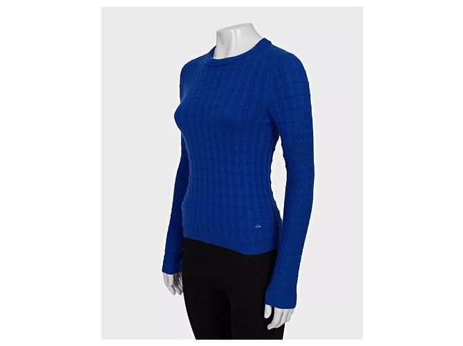 Chanel Blue Cashmere Blend Figuriertem Pullover Gr. 34/XS gebraucht - Ansicht 2