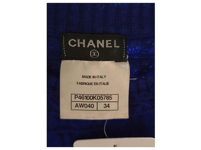 Chanel Blue Cashmere Blend Figuriertem Pullover Gr. 34/XS gebraucht - Ansicht 7