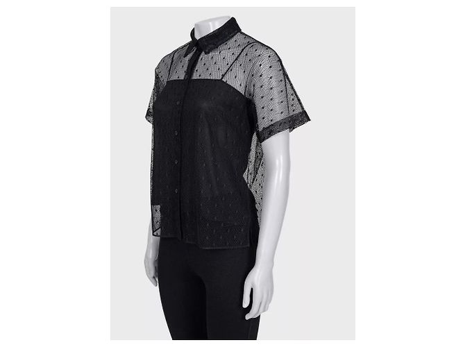 Christian Dior transparente schwarze Seidenbluse - Größe S Gebraucht - Ansicht 2