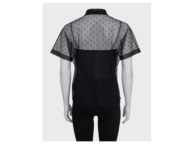Christian Dior transparente schwarze Seidenbluse - Größe S Gebraucht - Ansicht 3