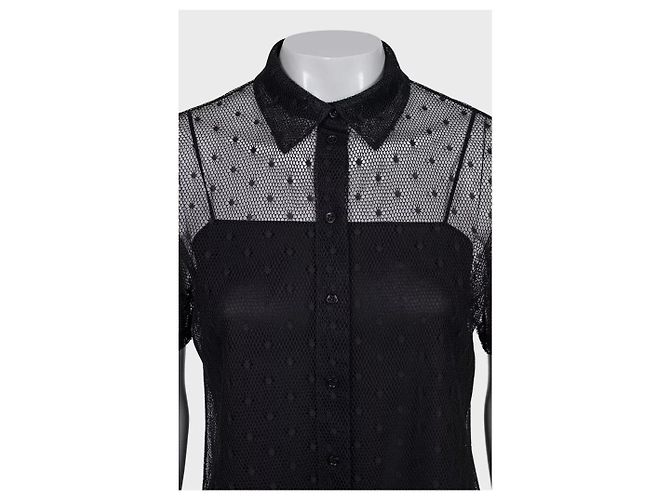Christian Dior transparente schwarze Seidenbluse - Größe S Gebraucht - Ansicht 4