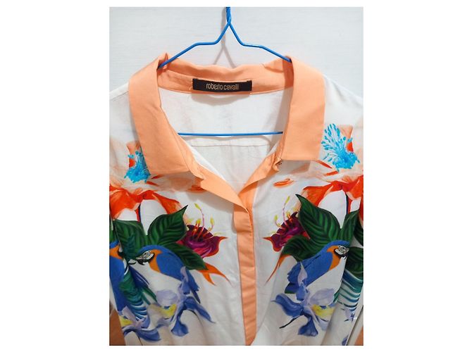 Camisa Roberto Cavalli de seda con estampado de loros y flores - vista 4