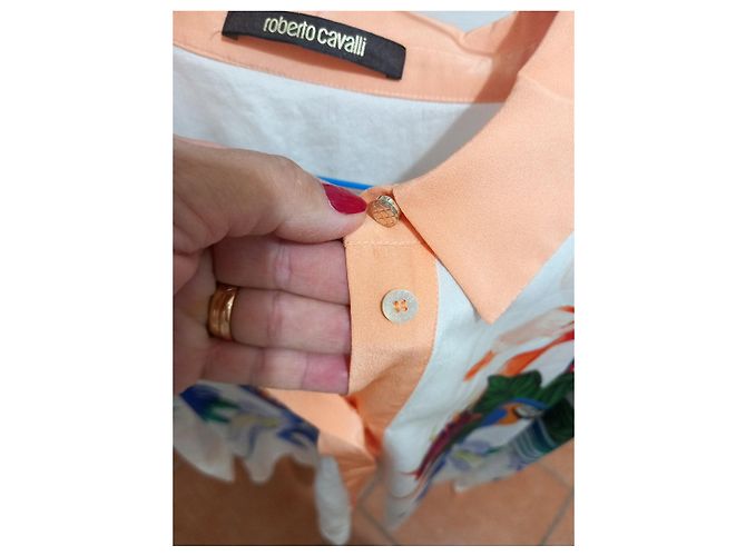 Camisa Roberto Cavalli de seda con estampado de loros y flores - vista 5