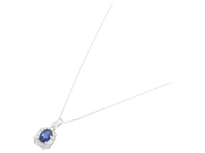 Autre Marque Collana Pt900 Pt850 Zaffiro Diamante - vista 2
