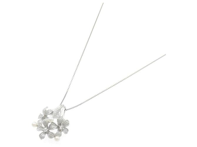 Autre Marque Collana in Platino con Perle Akoya e Diamanti PT900 PT850 - vista 2