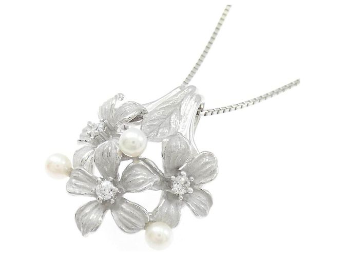 Autre Marque Collana in Platino con Perle Akoya e Diamanti PT900 PT850 - vista 3