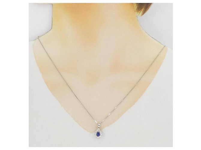 Autre Marque Collana in Pt900 Pt850 Zaffiro e Diamante - vista 6