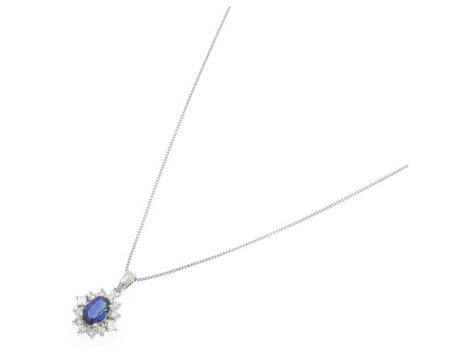 Autre Marque Collana in Pt900 Pt850 con zaffiro e diamante - vista 2
