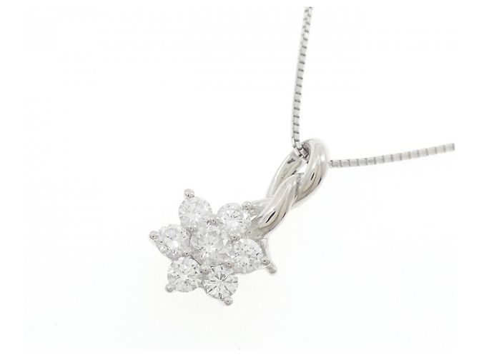 Autre Marque Collana fiori in oro bianco Au750 e diamanti - vista 3