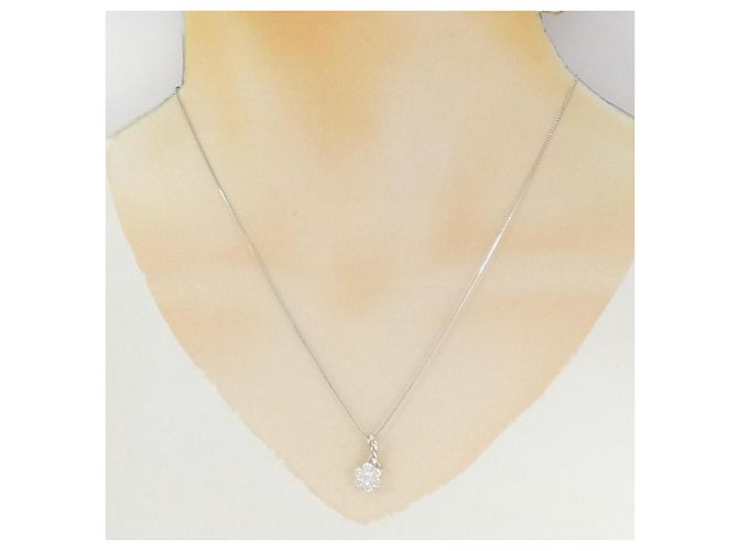 Autre Marque Collana fiori in oro bianco Au750 e diamanti - vista 6