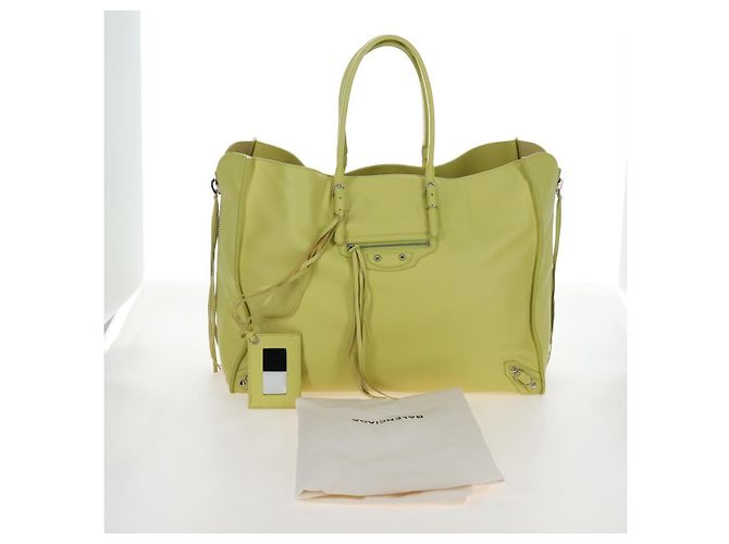 Balenciaga The Paper Hand Bag Leather Light Yellow Silver 236701 - vista 29