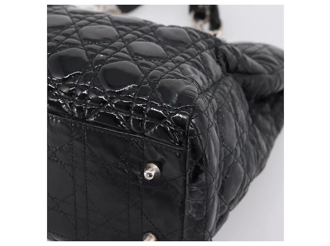 Christian Dior Lady Dior Canage Tote Bag Patent Black Silver - vista 10