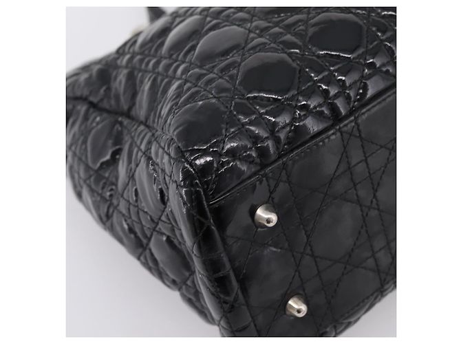 Christian Dior Lady Dior Canage Tote Bag Patent Black Silver - vista 11