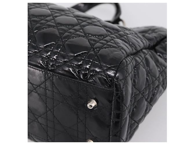 Christian Dior Lady Dior Canage Tote Bag Patent Black Silver - vista 12