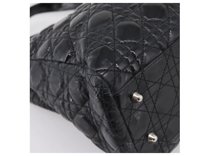 Christian Dior Lady Dior Canage Tote Bag Patent Black Silver - vista 13