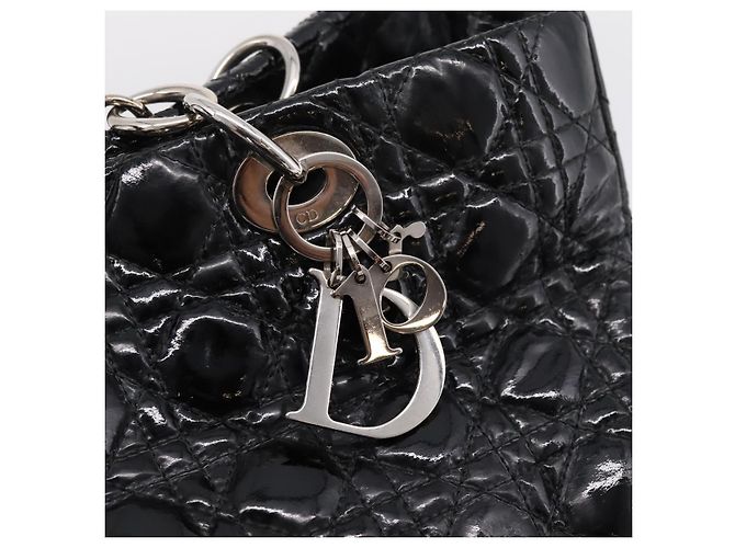 Christian Dior Lady Dior Canage Tote Bag Patent Black Silver - vista 14