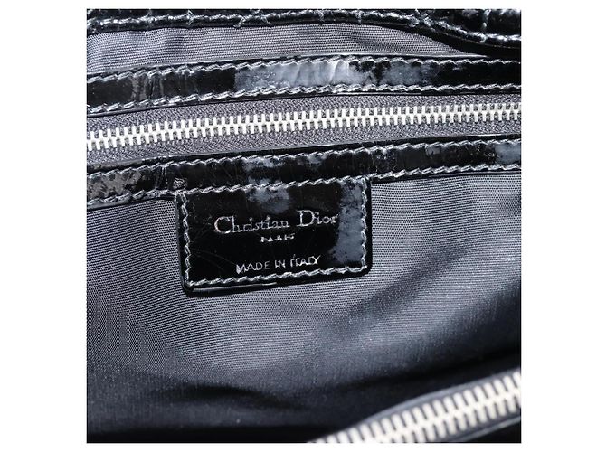 Christian Dior Lady Dior Canage Tote Bag Patent Black Silver - vista 15