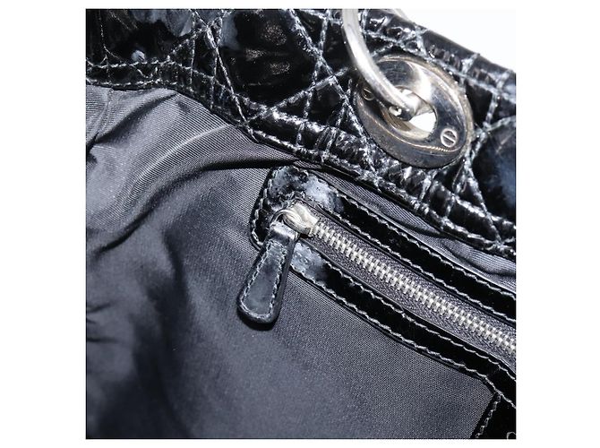 Christian Dior Lady Dior Canage Tote Bag Patent Black Silver - vista 19