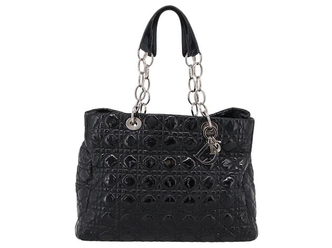 Christian Dior Lady Dior Canage Tote Bag Patent Black Silver - vista 2